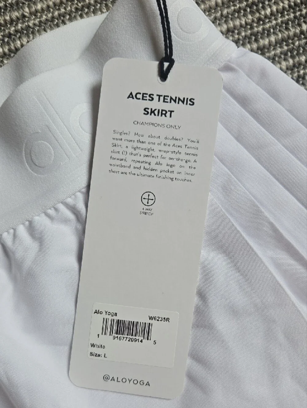 ALO Yoga White Pleated Tennis Skirt